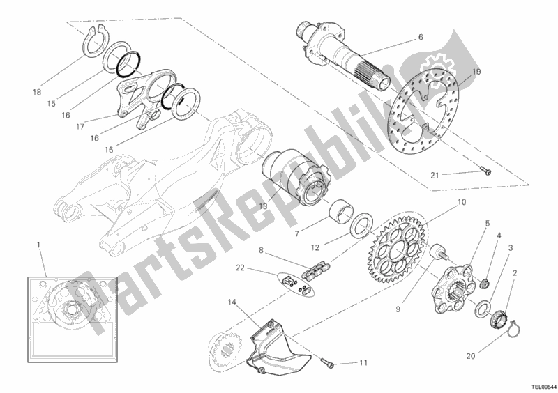 Tutte le parti per il Perno Ruota Posteriore del Ducati Streetfighter S USA 1100 2010